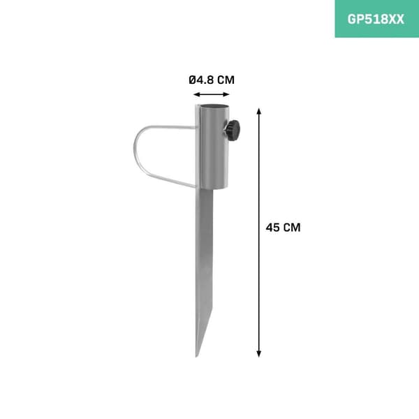 VONROC Jordspyd - Parasolspyd - 45cm | galvaniseret stål - også egnet til tørrestativ | Til stangdiameter op til 38mm