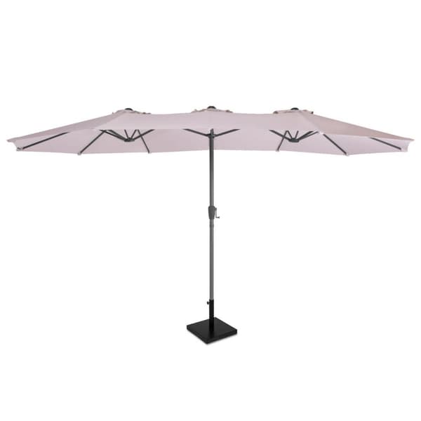 VONROC Premium Stangparasol Iseo 460x270cm - inkl. □ Betonfod og overtræk - rektangulær | Beige