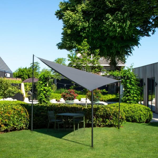 VONROC Solsegel Triangel 360cm – Grå, Premium Kvalitet med 50+ UPF och Vattenavvisande, Inkl. Rep och Förvaringsväska