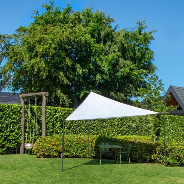 VONROC Solsegel Triangel 360cm – Vit, UV-Skydd 50+, Vattenavvisande Polyester, För Trädgård & Uteplats