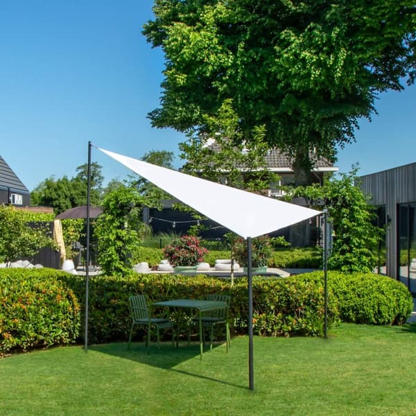 VONROC Solsegel Triangel 360cm – Vit, UV-Skydd 50+, Vattenavvisande Polyester, För Trädgård & Uteplats