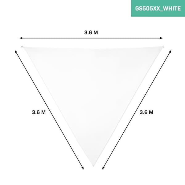 VONROC Solsejl - Premium - Triangle - ∆ 360 cm - Vandafvisende - Hvid