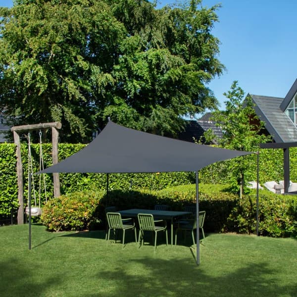 VONROC Premium Solsegel Rektangel 400x300 cm – Grå, 50+ UV-Skydd, Vattenavvisande, Förstärkta Kanter, Inkl. Förvaringsväska och Monteringssats (Säljs