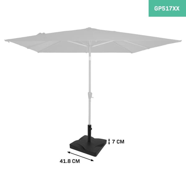 VONROC Parasolfod - Vierkantet - 42x42cm - 20kg | Til stangdiametre: 35mm - 38mm - 48mm | Sort
