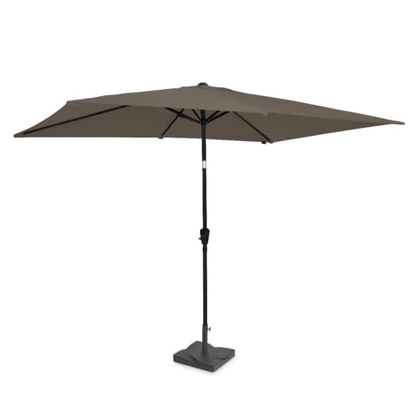 VONROC Premium Stangparasol Rapallo 200x300cm - inkl.  □ Betonfod og overtræk - rektanglær | Taupe