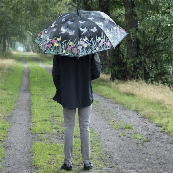 Esschert Design väriä vaihtava sateenvarjo, leveä kukka