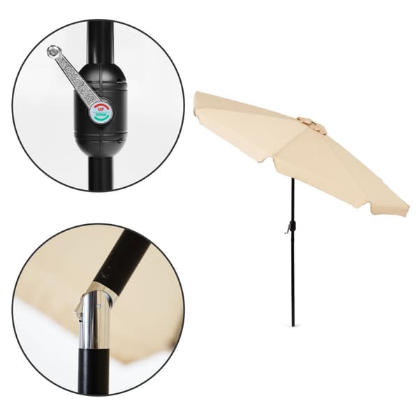 Parasol - vandtæt polyester - vipbar - 300 cm - beige