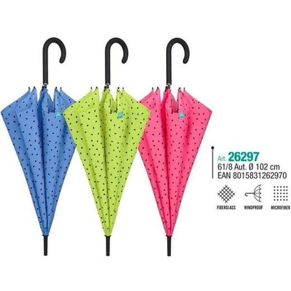 Paraply Perletti 61/8 Fluorescerende Frø Mikrofiber 102 cm