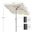 Miniatyrbild 3 av 6: SONGMICS rektangulärt balkong parasoll 2 x 1,25 m, UPF 50+ skydd, beige