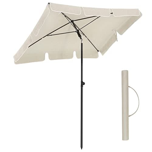 SONGMICS rektangulärt balkong parasoll 2 x 1,25 m, UPF 50+ skydd, beige