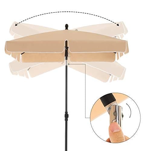 SONGMICS Rektangulärt Balkong parasoll 2 x 1,25 m, Bärväska, Trädgårdsterrass, Taupe