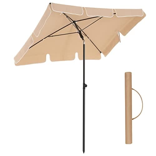 SONGMICS Rektangulärt Balkong parasoll 2 x 1,25 m, Bärväska, Trädgårdsterrass, Taupe