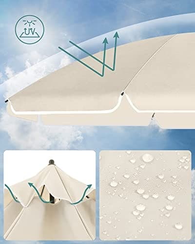 SONGMICS 2 m parasoll, UPF 50+, solskydd, bärbar åttakantig polyesterkapell, beige