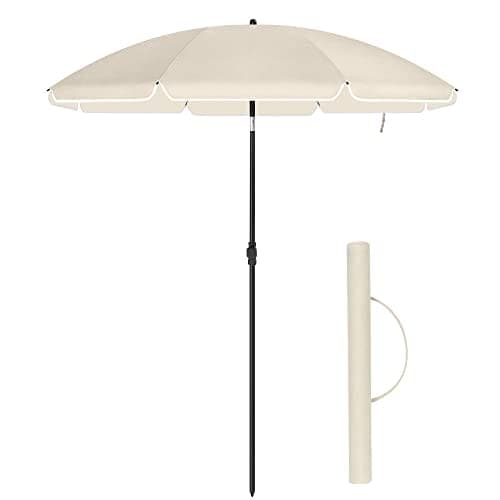 SONGMICS 2 m parasoll, UPF 50+, solskydd, bärbar åttakantig polyesterkapell, beige