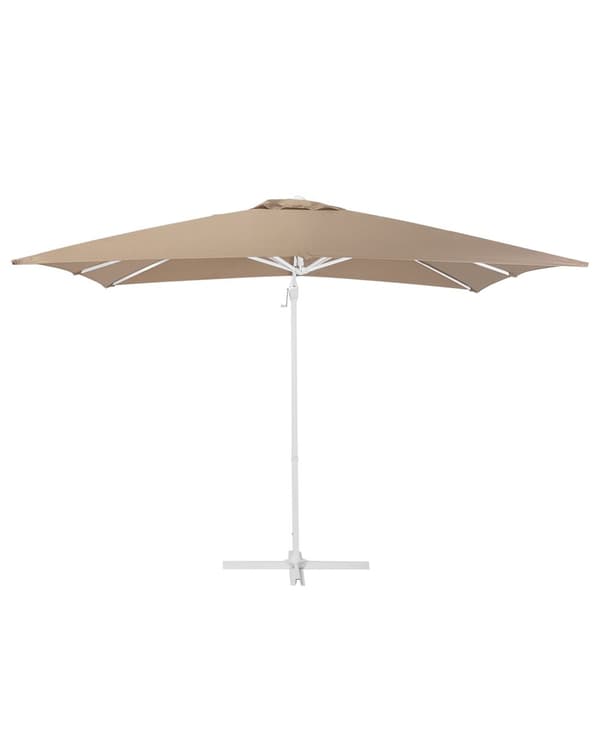 Hængeparasol Beige Hvid Polyester Aluminium ø 235 x 250 cm Firkantet Kæmpe Parasol med Tilt Vippefunktion UV-bestandig Moderne til Haven