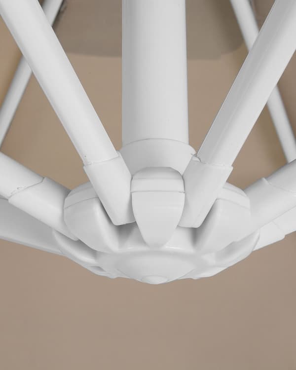 Hængeparasol Beige Hvid Polyester Aluminium ø 235 x 250 cm Firkantet Kæmpe Parasol med Tilt Vippefunktion UV-bestandig Moderne til Haven