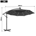Miniatyrbild 2 av 4: XMTECH Offset Outdoor Garden Parasoll med Solar LED 300cm, Paraply för UV-skydd terrass, aluminium, mörkgrå