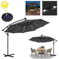 Miniatyrbild 1 av 4: XMTECH Offset Outdoor Garden Parasoll med Solar LED 300cm, Paraply för UV-skydd terrass, aluminium, mörkgrå