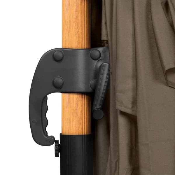 VONROC Premium Cantilever Parasoll Pisogne – 300x300 cm, Träimitation, 50+ UPF, 360° Roterbar & Vinklingsbar, Inkl. Parasollöverdrag
