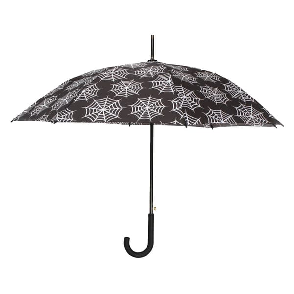 Something Different Spider Web All-Over Print Stick Umbrella Black/White One Size