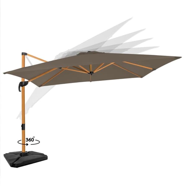 VONROC Premium Cantilever Parasoll Pisogne – 300x300 cm – Träimitation – Komplett Set med 4 Triangulära Parasollplattor och Överdrag