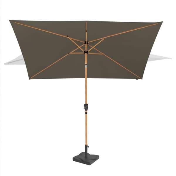 VONROC Premium Parasoll Rapallo – 200x300cm – Taupe, Inkl. Parasollfot 20kg, Vinklingsbar & UV-Skydd 50+