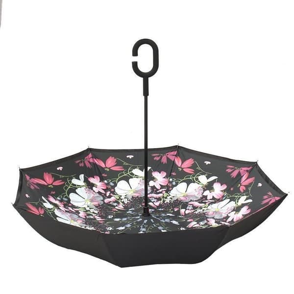 KING C Automatiskt Paraply Inverted Folding Printed Anti Wind Sun UV Parasoll Hand Free Dia. 98cm Flower Demon Julklapp