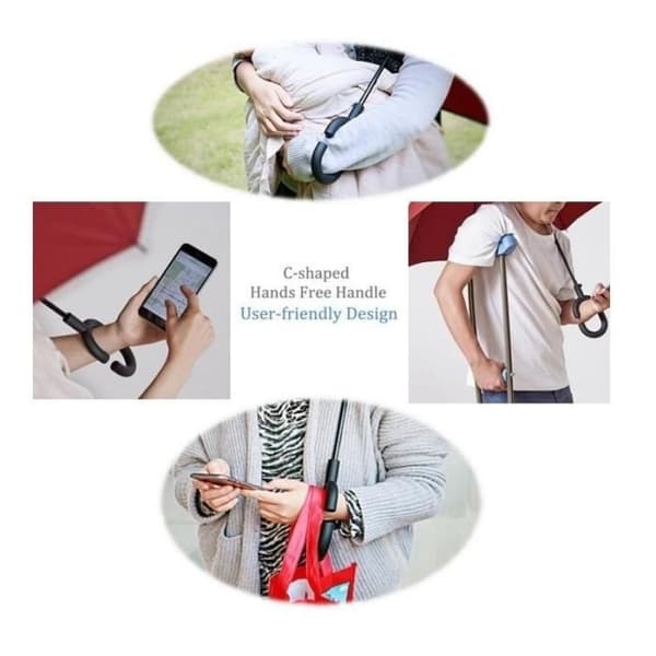 Inverterat paraply - Anti-UV - Dubbellager - Vindtätt - Hands Free - Grå