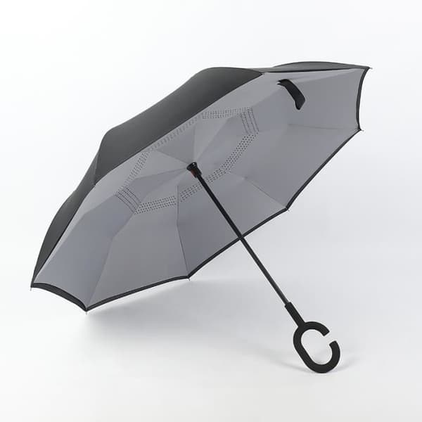 Inverterat paraply - Anti-UV - Dubbellager - Vindtätt - Hands Free - Grå