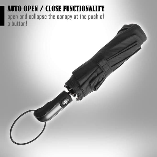 Paraply - Original - Automatisk vikning - Svart - Unisex - 10 vindtäta ribbor