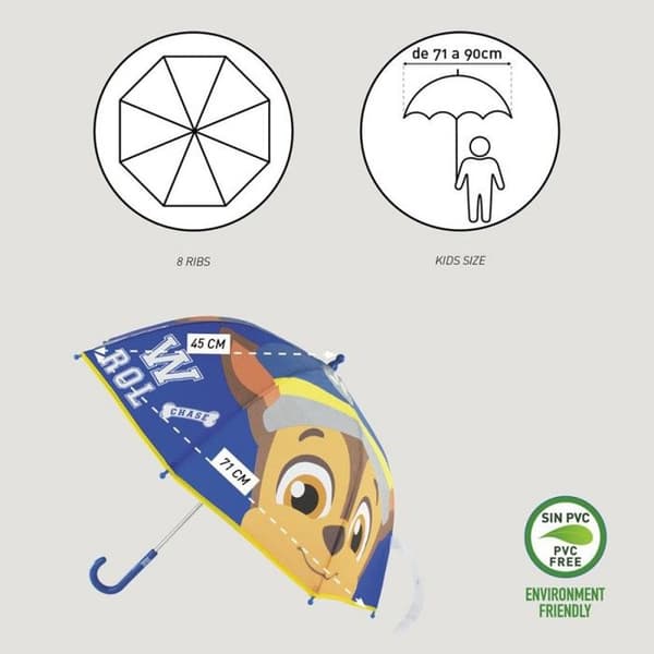 Paraply - Paw Patrol - Ø 71 cm - Blå - 100 % EVA - Barn