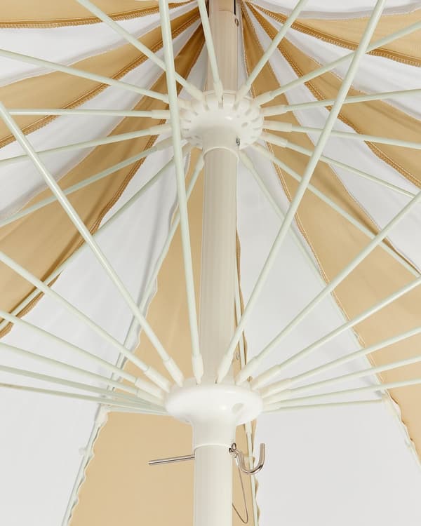 Haveparasol beige polyesterstof hvid aluminiumsrør ⌀ 245 cm moderne stil udendørsbrug