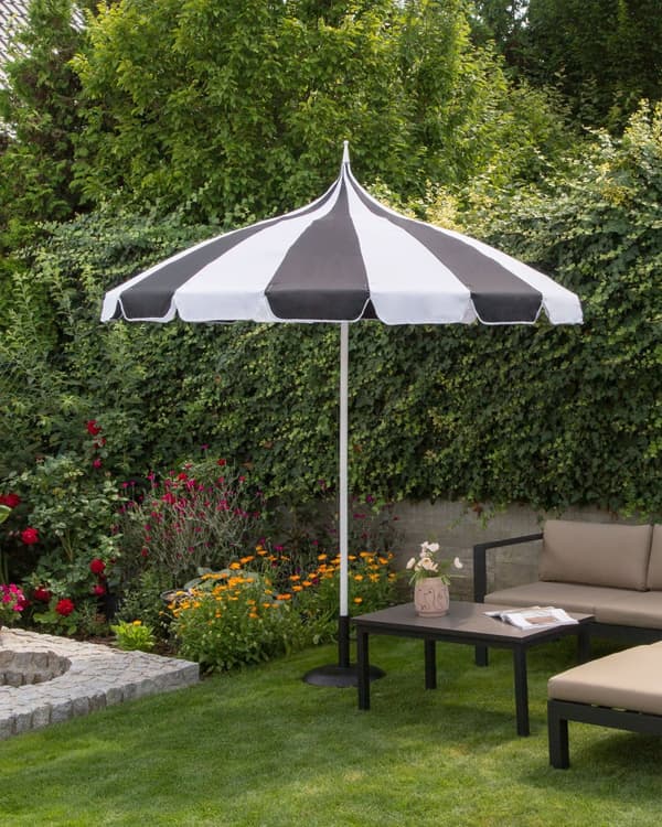 Haveparasol sort polyesterstof hvid aluminiumsrør ⌀ 245 cm moderne stil udendørsbrug