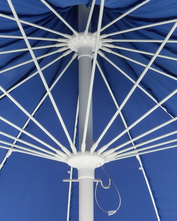 Haveparasol blå polyesterstof hvid aluminiumsrør ⌀ 245 cm moderne stil udendørsbrug