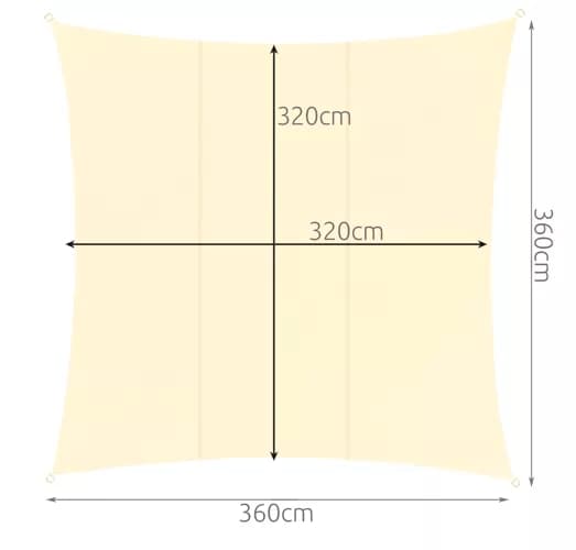 Skyggeseil 3,6x3,6m Gardlov 23165