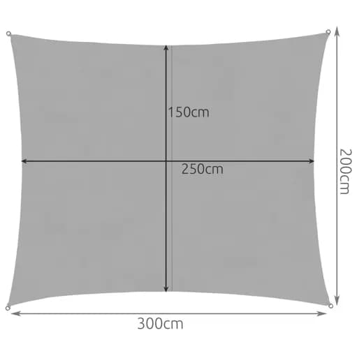 Skyggeseil 3x2m - grå Gardlov 23162