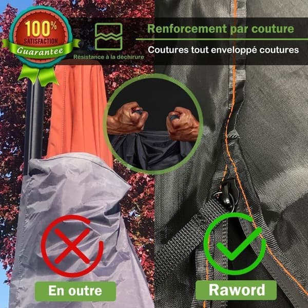 Offset parasollskydd i vattentätt 210D Oxford-tyg med dragkedja - 2,7 m till 3,4 m - Svart