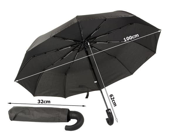 Paraply hopfällbart paraply automatisk svart unisex