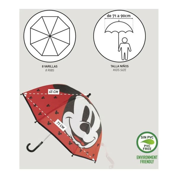Paraply Mickey Mouse Rød (Ø 71 cm)