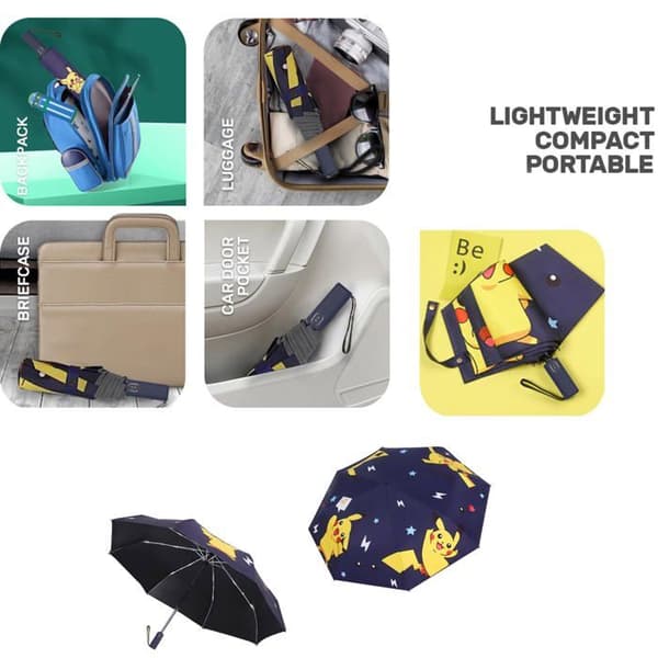 Vikbart paraply för barn, Autoöppna och Stäng, UV-beständig, Anti-Rebound Design, Vindtät, Kompakt, Blå