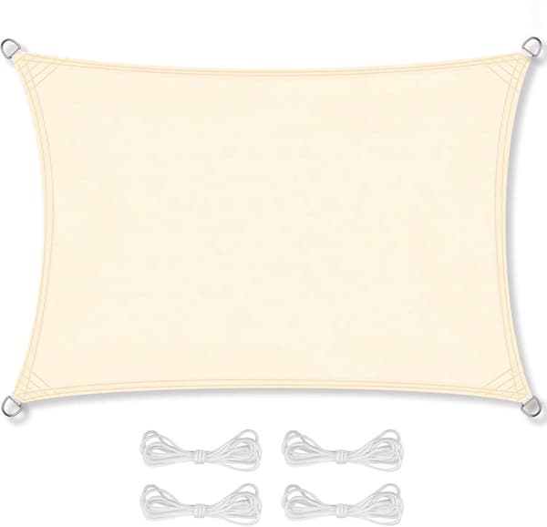 Holdbar 3x5m Polyester Solsejl, UV-beskyttelse & Vejrbestandig til Balkon & Have