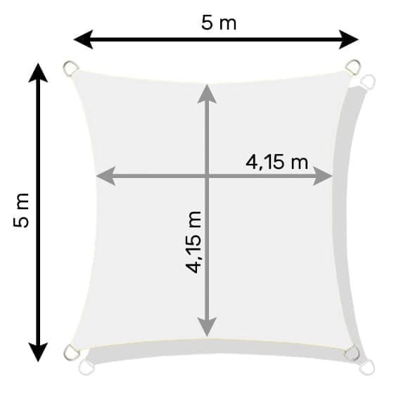 Beige Neliönmuotoinen Varjokangas 5x5m - 93% UV-suojaus, Kestävä Polyesteri Puutarhaan, Terassi & Parveke