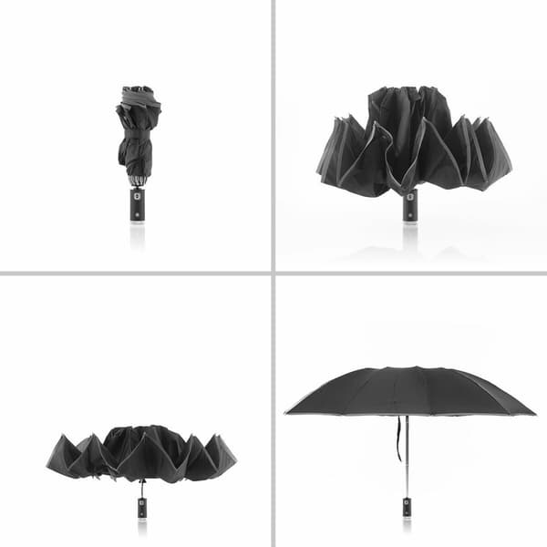 BEGAGNAD Hopfällbar paraply med omvänd stängning och LED belysning Folbrella InnovaGoods Svart (Renoverade A)
