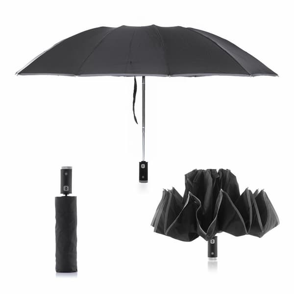 BEGAGNAD Hopfällbar paraply med omvänd stängning och LED belysning Folbrella InnovaGoods Svart (Renoverade A)