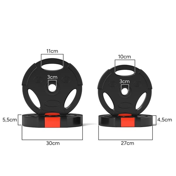 Rootz 4 Pack Weight Plate Set - Gym & Home Training - Strength Building - Ergonomiska handtag - 30x5,5 cm, 27x4,5 cm, Ø2,5 cm hål - Svart
