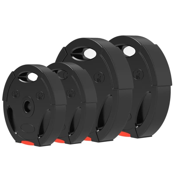 Rootz -uppsättning av 4 viktplattor - Gymskivor - Fitnessvikter - Hållbar polypropen - Ø27x4.5cm & Ø24x3.5cm - Veraturil styrketräning