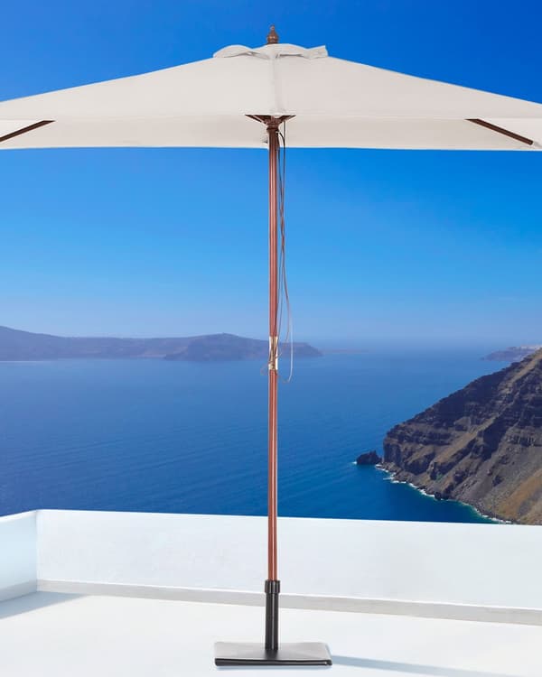 Parasol Lys Beige Polyester i Mørkt Birketræ ø 244 x 144H cm UV-bestandig Nem at Pleje