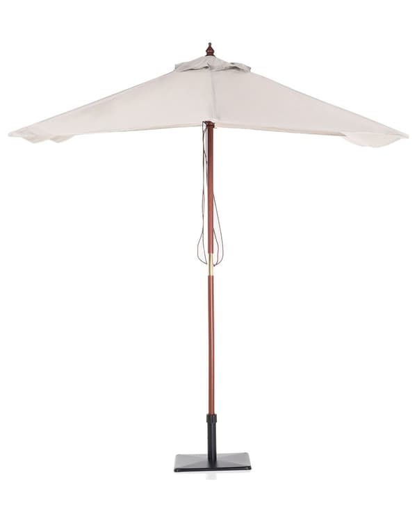 Parasol Lys Beige Polyester i Mørkt Birketræ ø 244 x 144H cm UV-bestandig Nem at Pleje