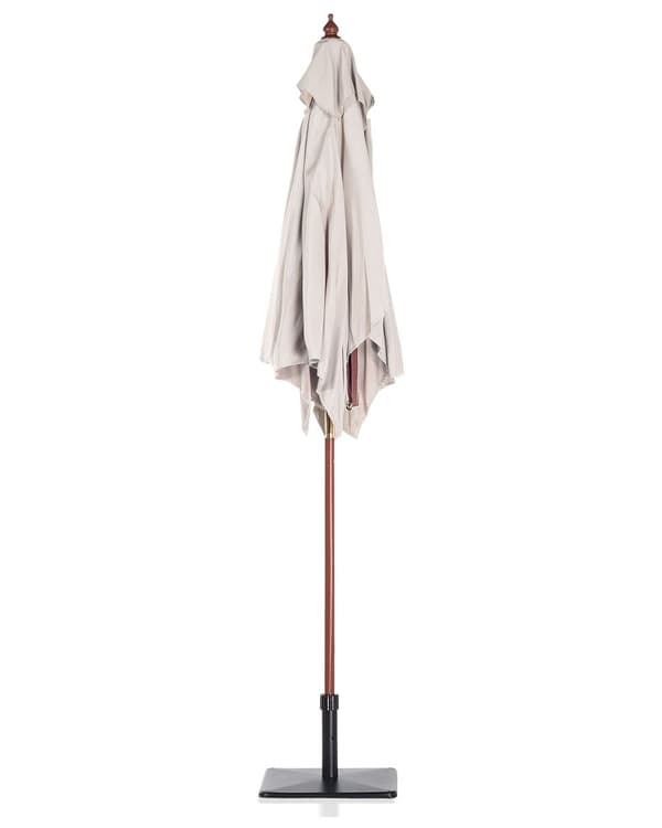 Parasol Lys Beige Polyester i Mørkt Birketræ ø 244 x 144H cm UV-bestandig Nem at Pleje