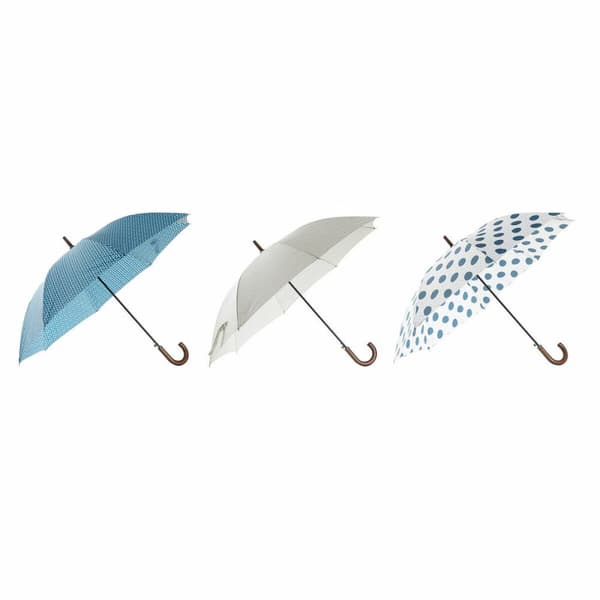 Paraply DKD Home Decor Blå Hvid 3 Dele